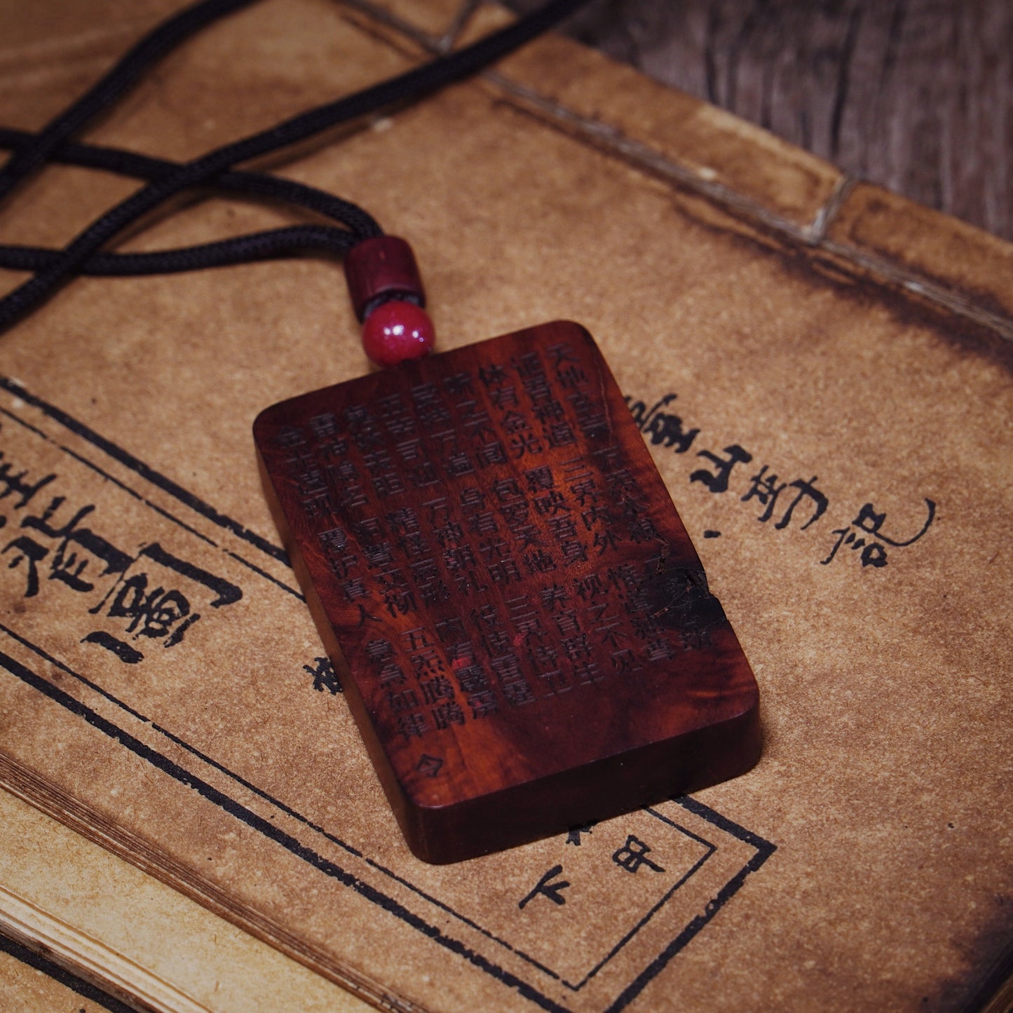 Cosmic Emperor Talisman - Lightning Jujube Wood Plaque with Golden Light Sigil - karmafu