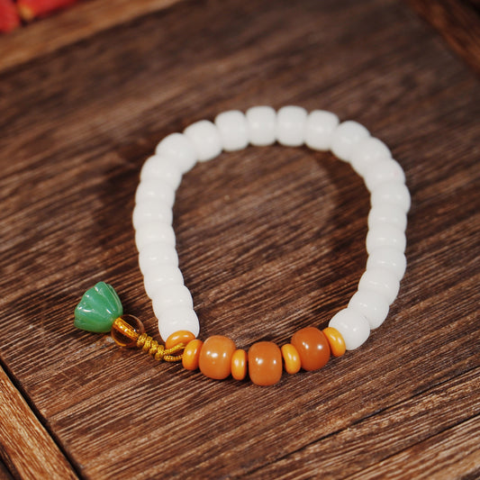 Sacred Child-Blessing Bodhi Mala - 27 Sage Beads with Lotus Seedpod Charm for Fertility & Healthy Pregnancy - karmafu