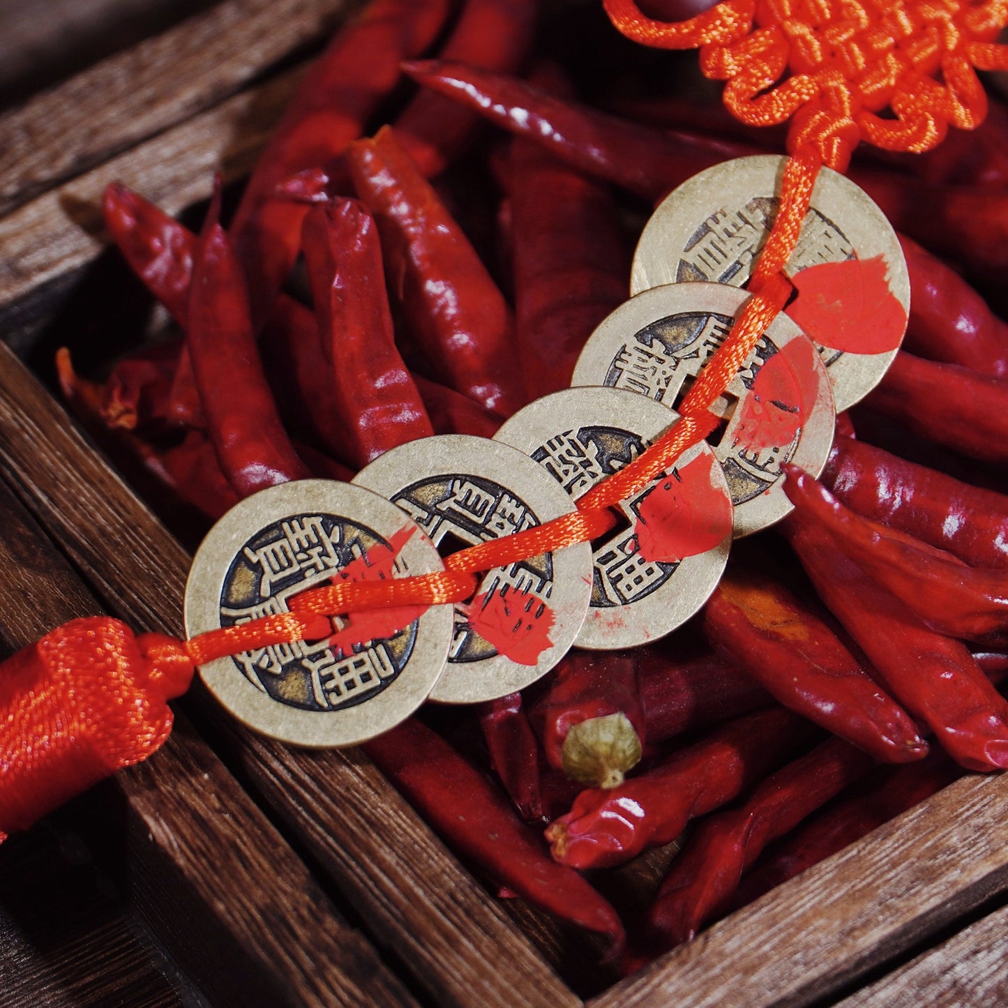 Imperial Five Emperor Coins - Genuine Qing Dynasty Antique Set with Sacred Cinnabar Blessing for Wealth & Household Protection - karmafu