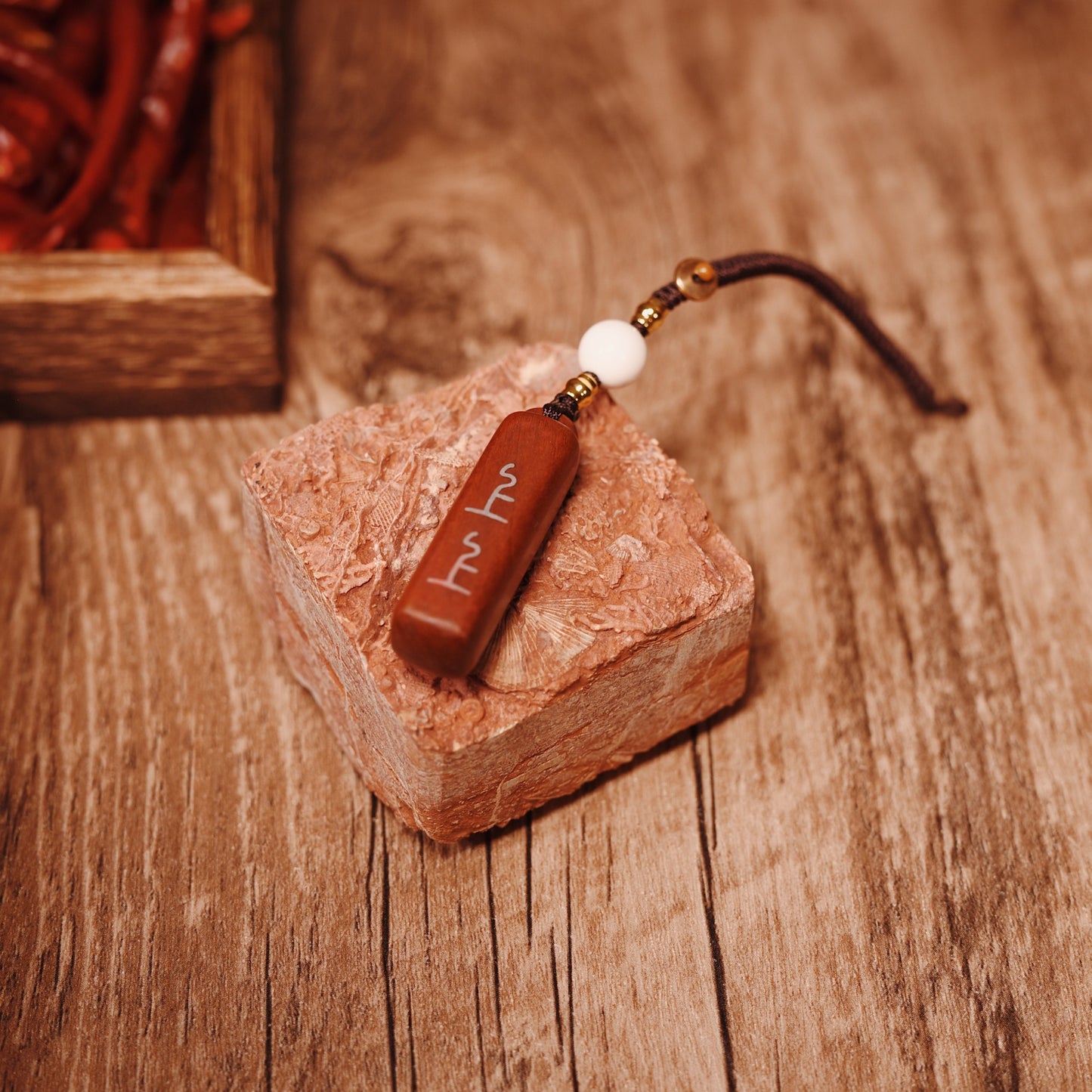 Supreme Fortune Jujube Wood Amulet - Custom Silver-Inlaid "Best Luck" Talisman with Mother-of-Pearl - karmafu