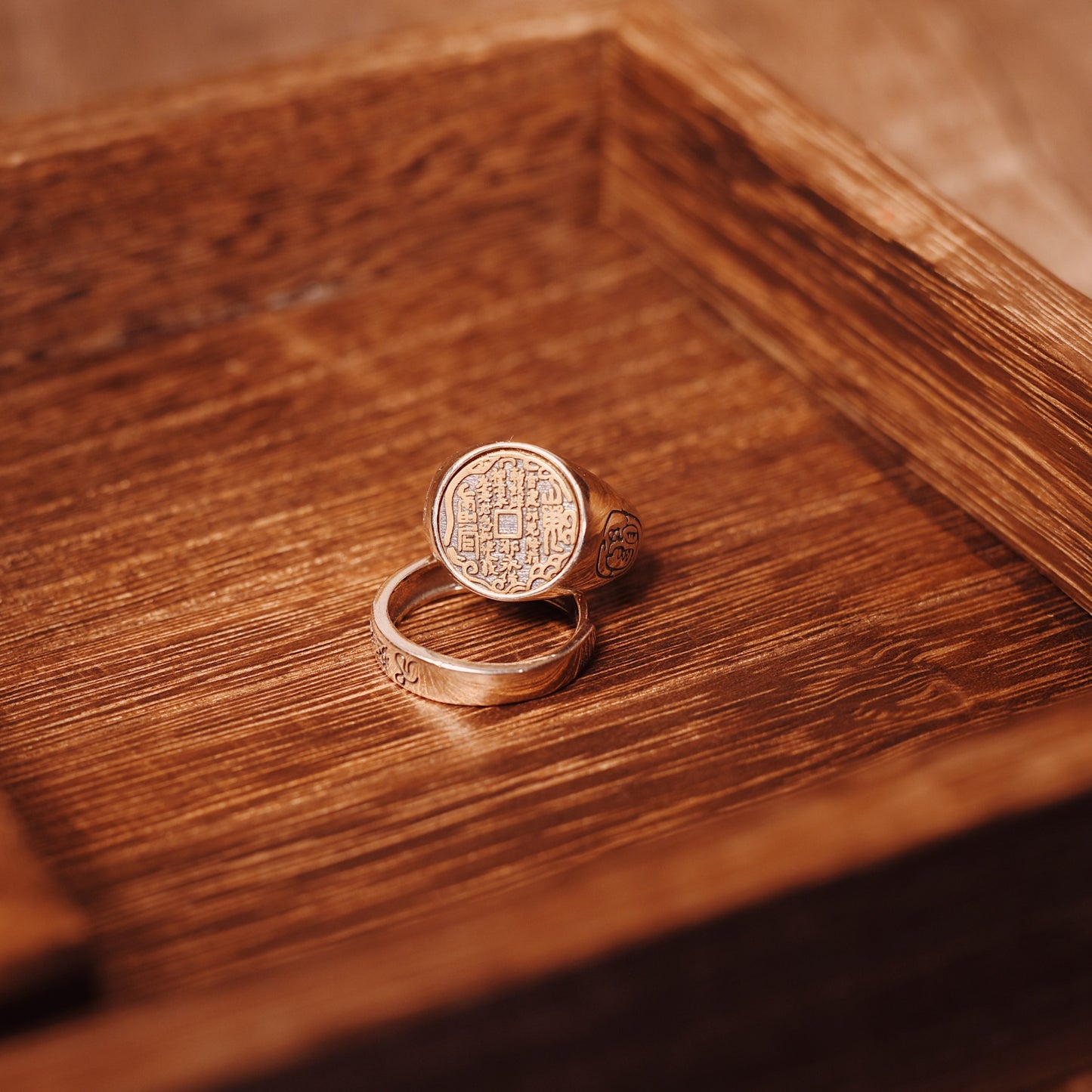 Mountain Spirit Talisman Ring - Silver-Plated Copper Adjustable Protection Ring for Men - karmafu