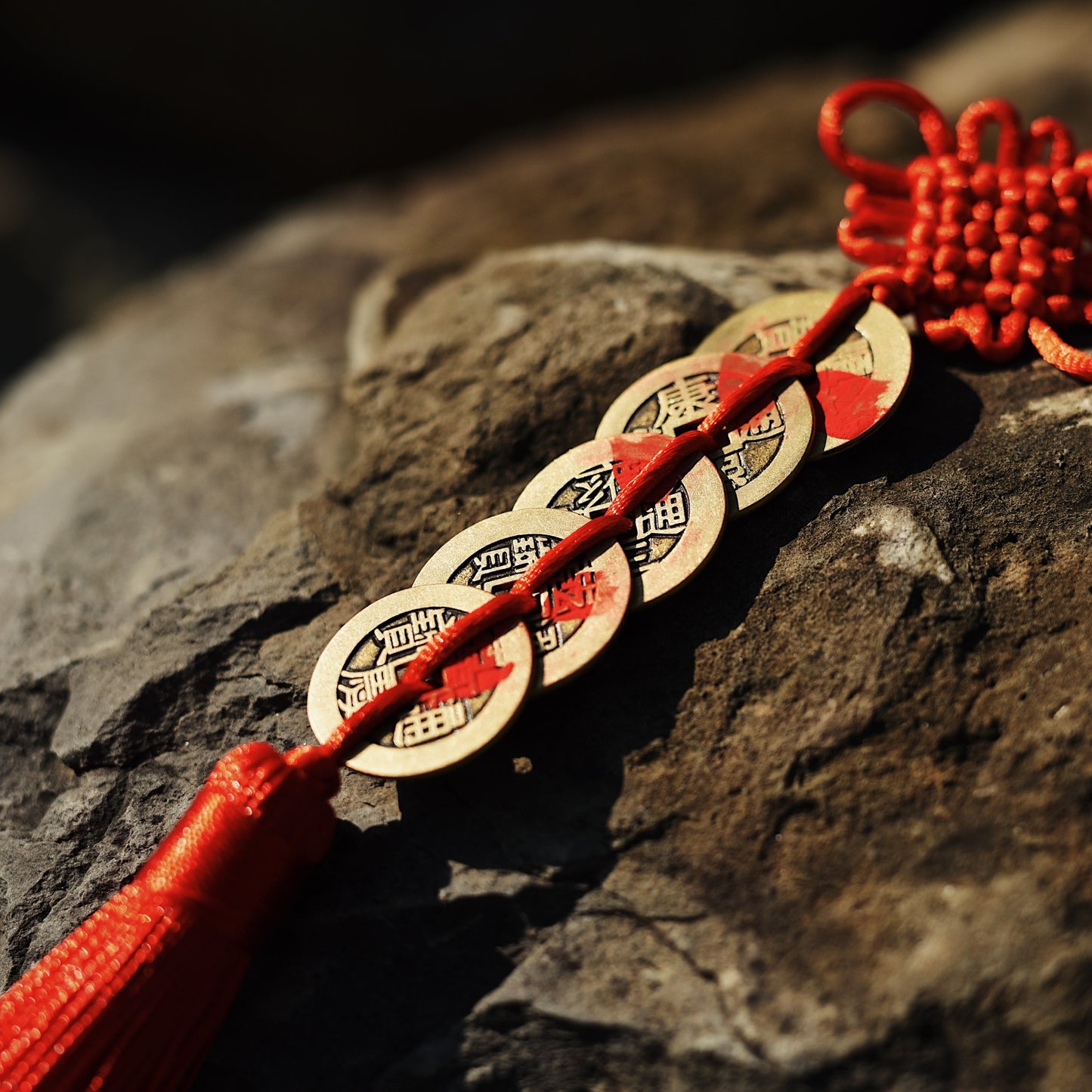 Imperial Five Emperor Coins - Genuine Qing Dynasty Antique Set with Sacred Cinnabar Blessing for Wealth & Household Protection - karmafu
