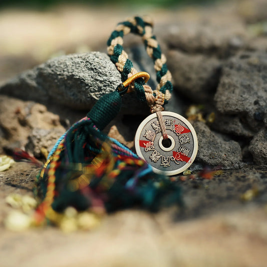 Five Peaks Energy Cord - Thunder Deity Wealth Braid with Anxiety Relief Talisman - karmafu