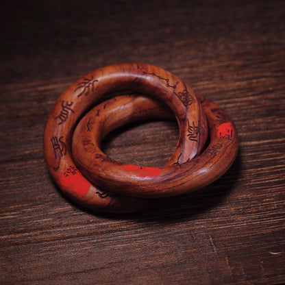 Taoist Yin-Yang Ring - Lightning Jujube Wood Cosmic Circle Talisman - karmafu