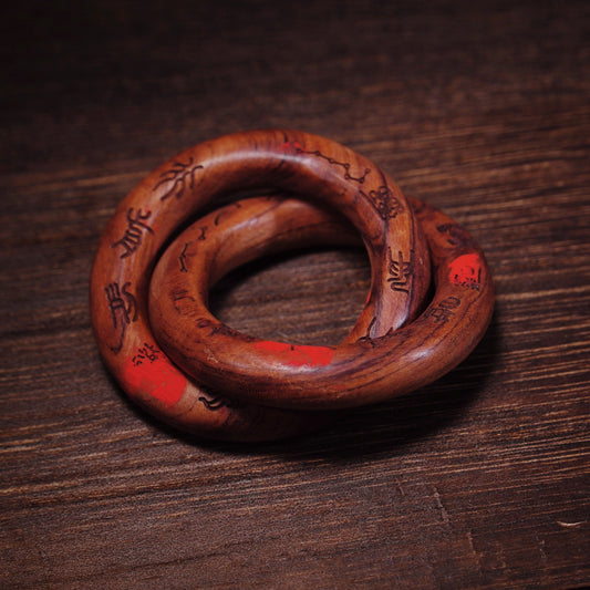 Taoist Yin-Yang Ring - Lightning Jujube Wood Cosmic Circle Talisman - karmafu
