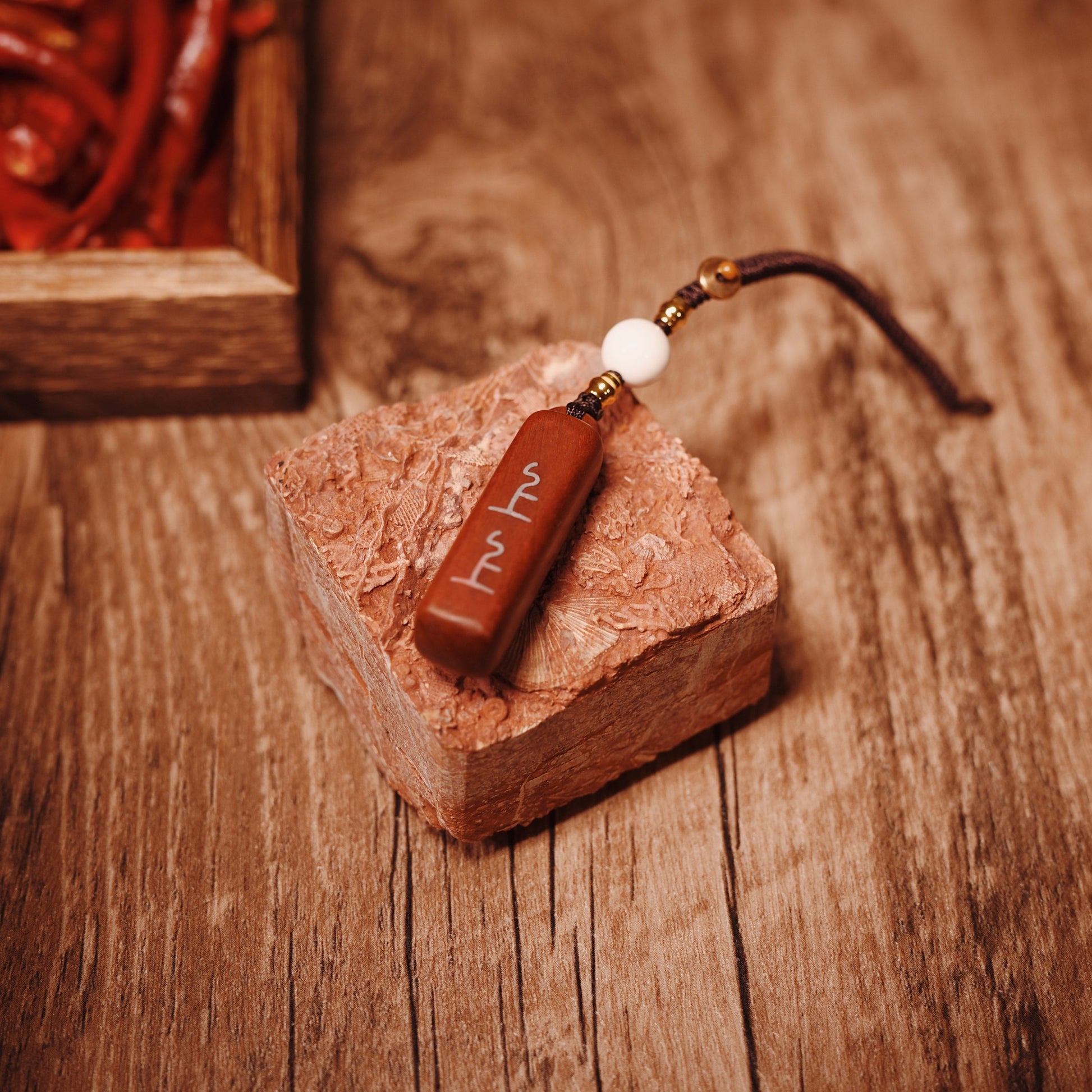 Supreme Fortune Jujube Wood Amulet - Custom Silver-Inlaid "Best Luck" Talisman with Mother-of-Pearl - karmafu