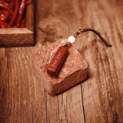 Supreme Fortune Jujube Wood Amulet - Custom Silver-Inlaid "Best Luck" Talisman with Mother-of-Pearl - karmafu