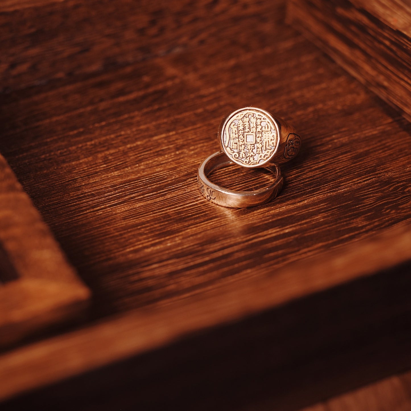 Mountain Spirit Talisman Ring - Silver-Plated Copper Adjustable Protection Ring for Men - karmafu