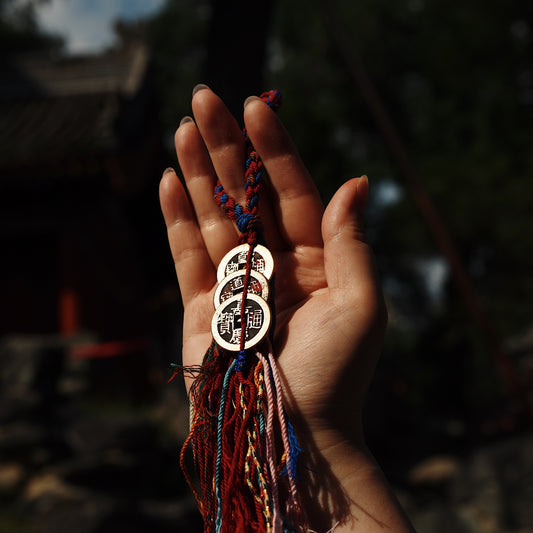 Qian Dao Jia Treasure Coin Set - Authentic Qing Dynasty Money Talisman with Sealed Cord - karmafu