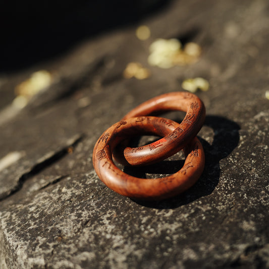 Taoist Yin-Yang Ring - Lightning Jujube Wood Cosmic Circle Talisman - karmafu