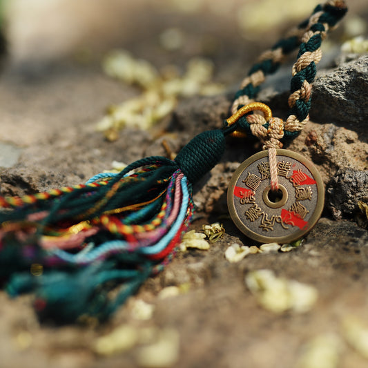 Five Peaks Energy Cord - Thunder Deity Wealth Braid with Anxiety Relief Talisman - karmafu